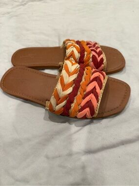 Universal Thread Braided Slide Sandals in Orange, Pink, Cream and Tan